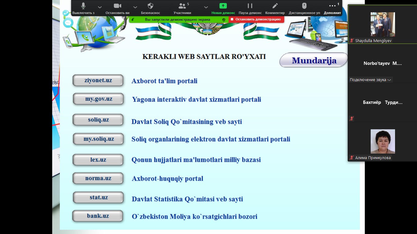 ONLINE MAHORAT DARSI TASHKIL QILINDI